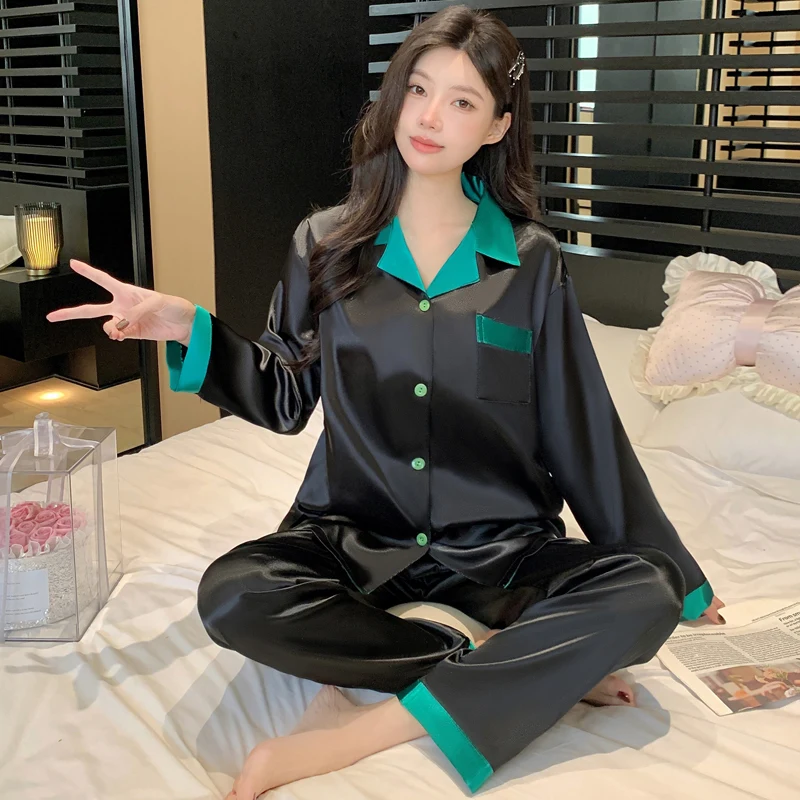 French Luxury Aesthetic Nightwear Women's Long-Sleeved Fashion Senior Sense Temperament Lady Homewear Suit Soft Lapel Sleepwear