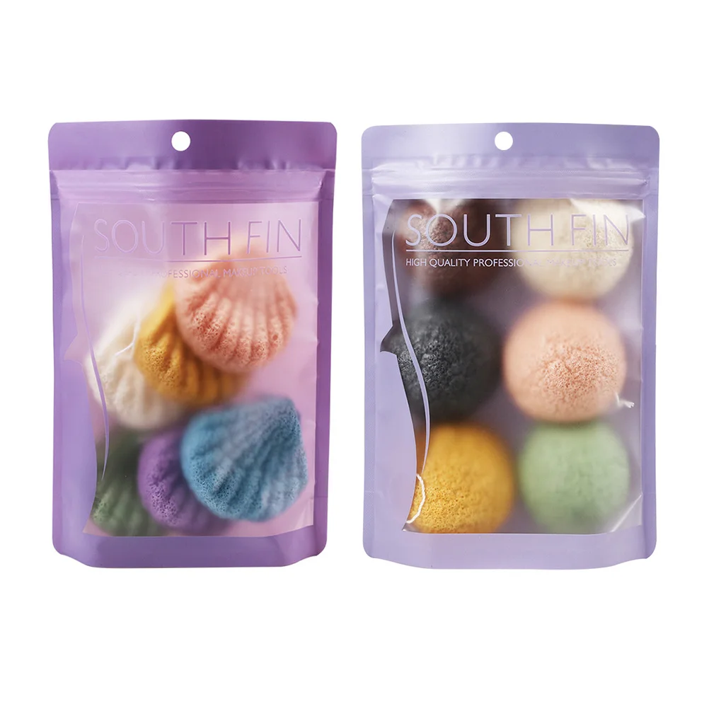 

6pcs Natural Konjac Facial Sponge Set Gentle Daily Exfoliating Cleanser Removes Makeup Unclogs Pores Suitable All Skin Types