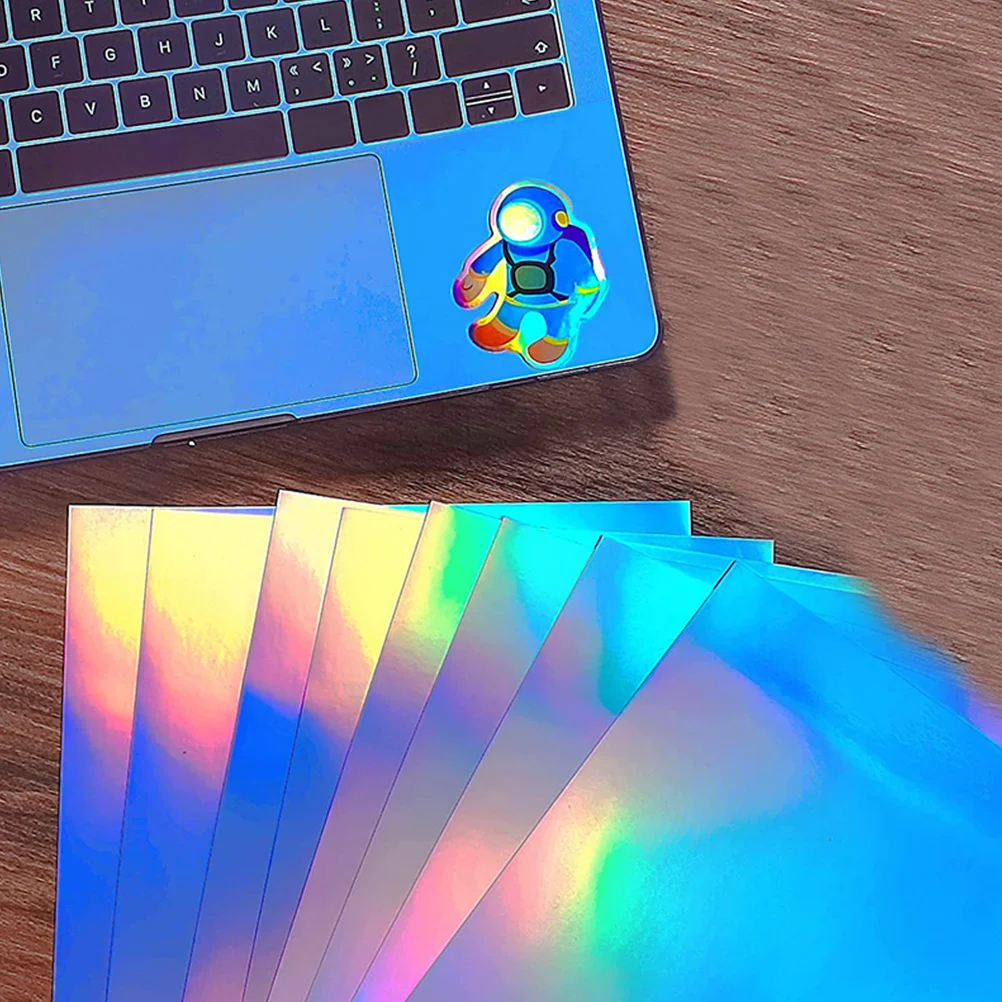 20 Sheets Colorful Holographic Self-adhesive Paper A4 Printing Stickers Fantasy Aluminum Foil Full-color Cardboard