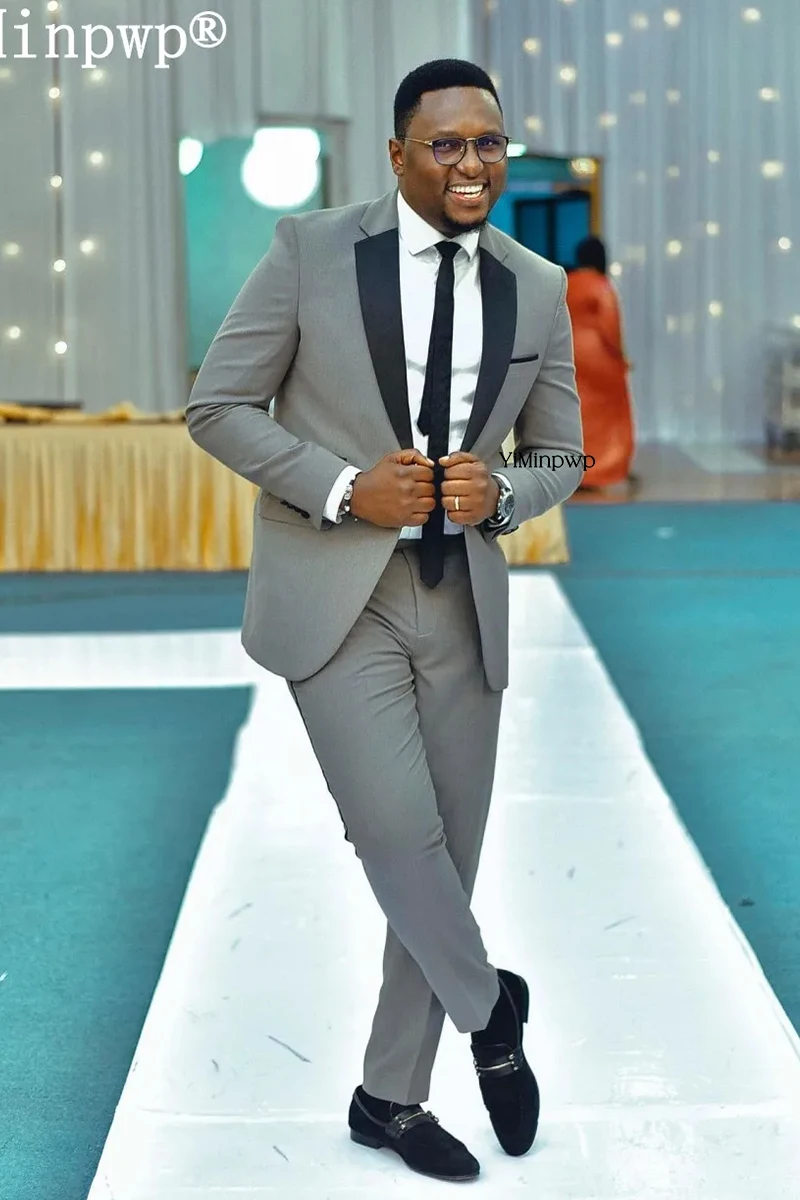 YiMinpwp رائجة البيع الرجال البدلة شال التلبيب 2 قطعة أفضل رجل مصمم بدل زفاف الكلاسيكية مكتب العريس بدلة الزفاف الفاخرة حسب الطلب #5