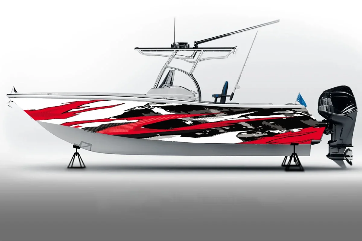 Irregular star flame streaks Boat Sticker, PVC Waterproof Durable Vinyl Wrap Decals for Fishing Boat, Durable and Stylish Design