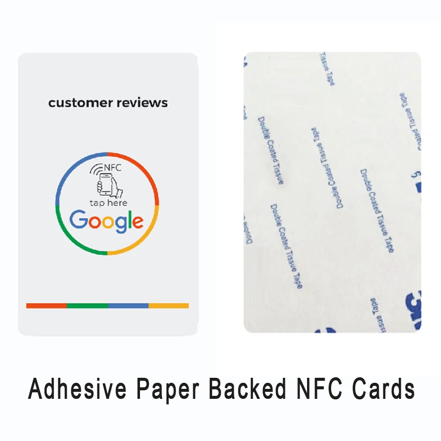 

Google Review NFC Card Increase Your Follows Adhesive Paper Backed PVC Cards Standard Card Size