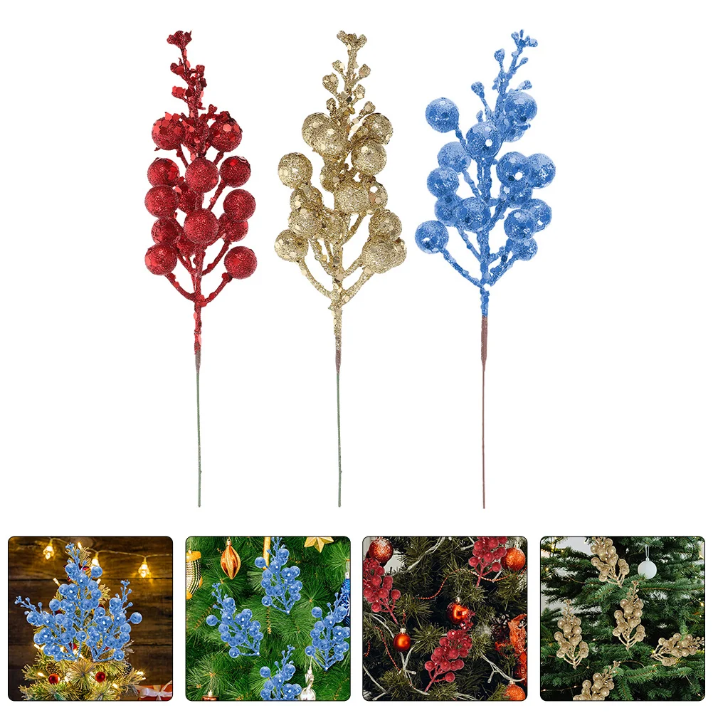 

Fake Berry Stem 12pcs Artificial Berry Branches Christmas Tree Decorations Xmas Picks Holiday Home Decor Simulation Berries