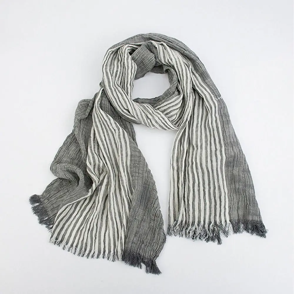 High Quality Cotton Linen Yarn-dyed Winter Men Scarf Tassel Soft Long Shawl Bufanda Autumn Winter Warm Male Accessories