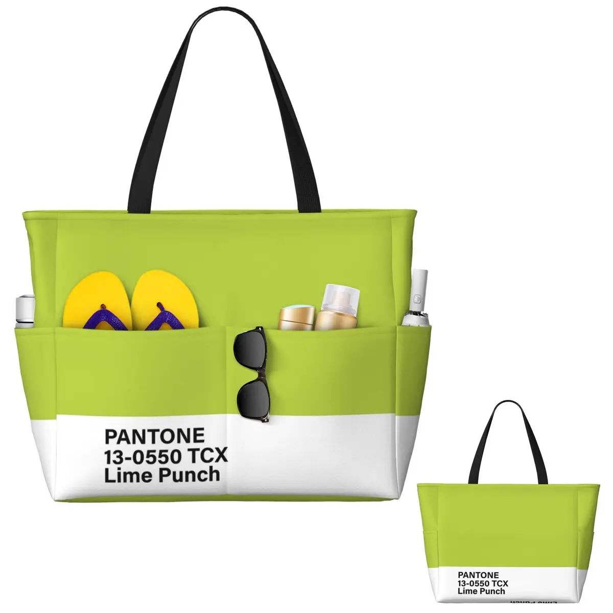 

Pantone 13-0550 TCX Lime Punch Beach Tote Bag Sport Gym Yoga Duffle Large Tote Bag Women Travel Bag Fitness bag
