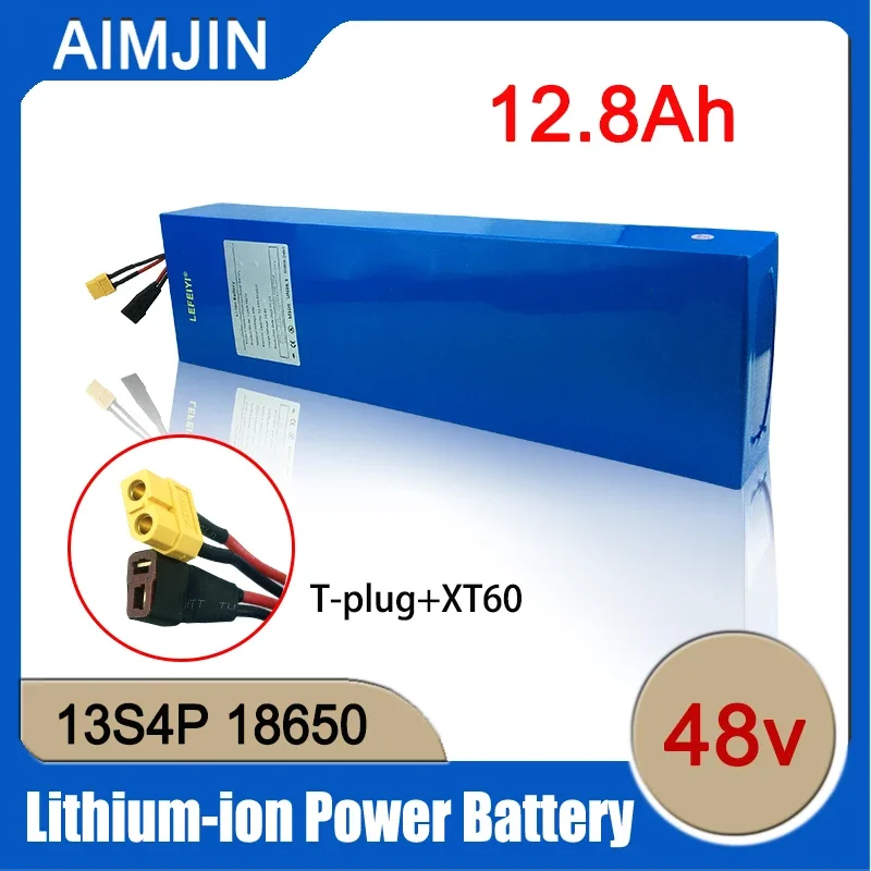 

48V 12.8Ah Lithium ion Rechargeable Battery Pack 13S4P Built-in High-power Balanced BMS 0-800W Electric Bicycle Scooter Battery