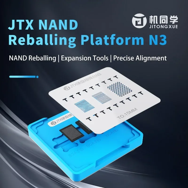

JTX N3 NAND реболлинговая оловянная платформа, прецизионная высокая термостойкость для инструментов для ремонта BGA315/BGA110/BGA110(1T)
