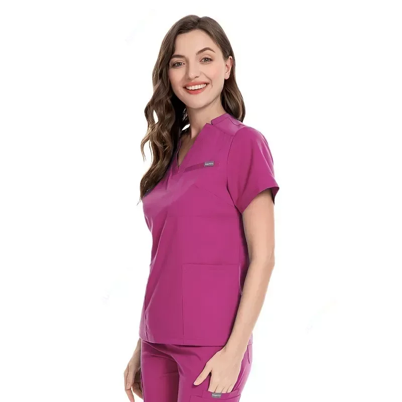 Uniformi da infermiera ad asciugatura rapida con tasche Abiti da lavoro per salone di bellezza Top chirurgico + Pantaloni da jogging Abbigliamento da lavoro per clinica Set di scrub medico