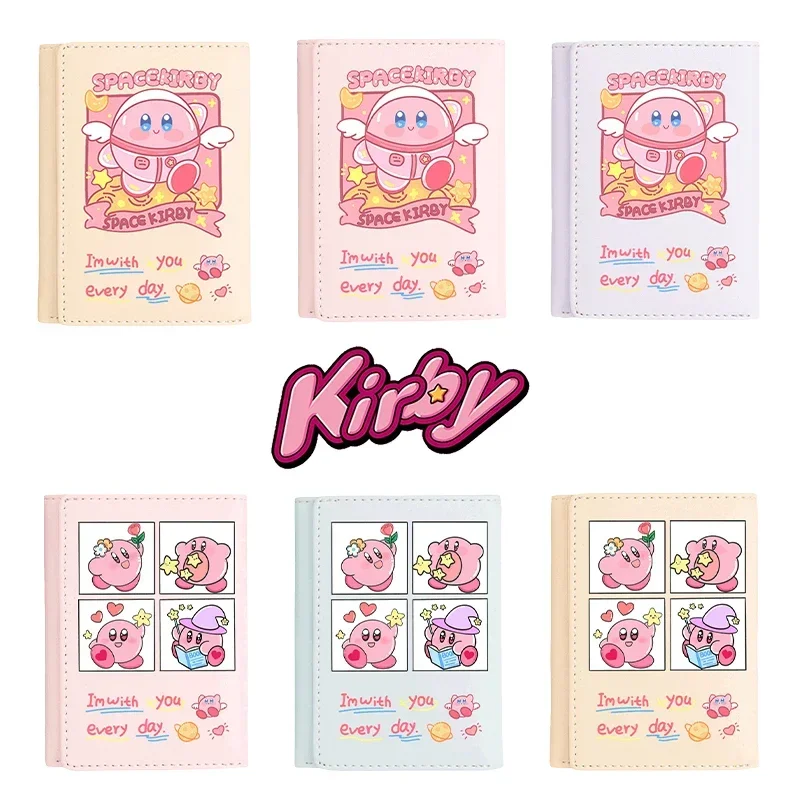 Kirby-cartera corta de dibujos animados para mujer, monedero portátil de gran capacidad para almacenamiento de monedas, tarjetero, billetera plegable de cuero Pu para niñas, regalo