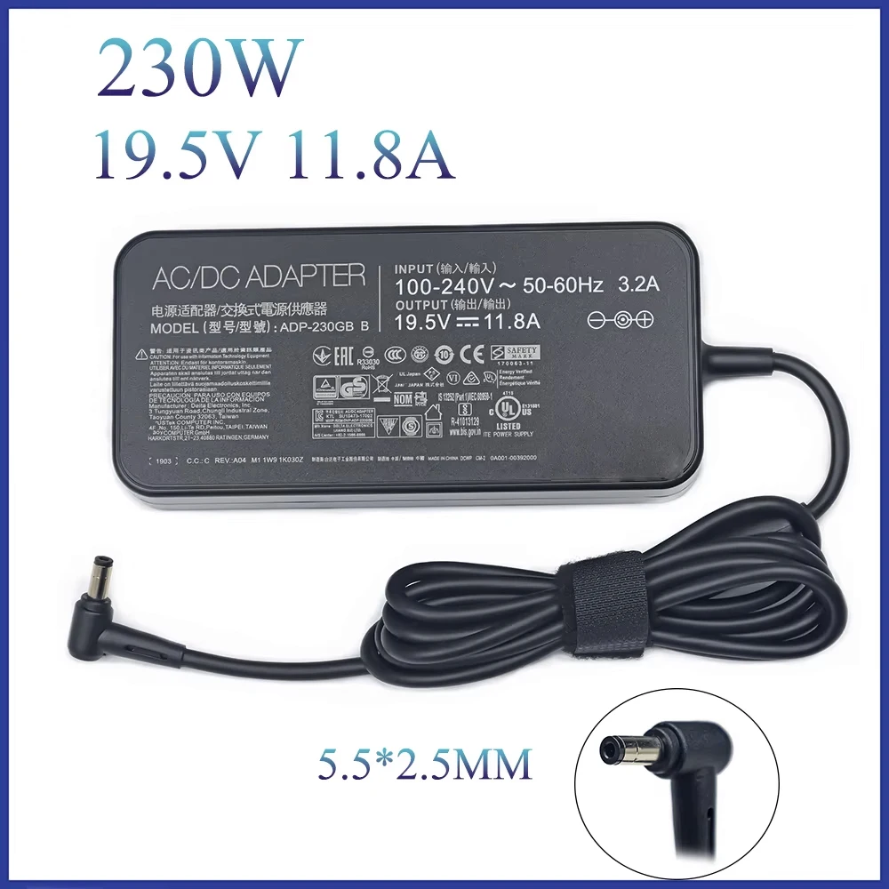 19.5v 11.8a 230w para asus carregador fonte de alimentação aero 15-Y9-4K80P aero 15-X9-rt4k5mp gaming adaptador portátil ZX8-CR5S1 5.5 2.5mm