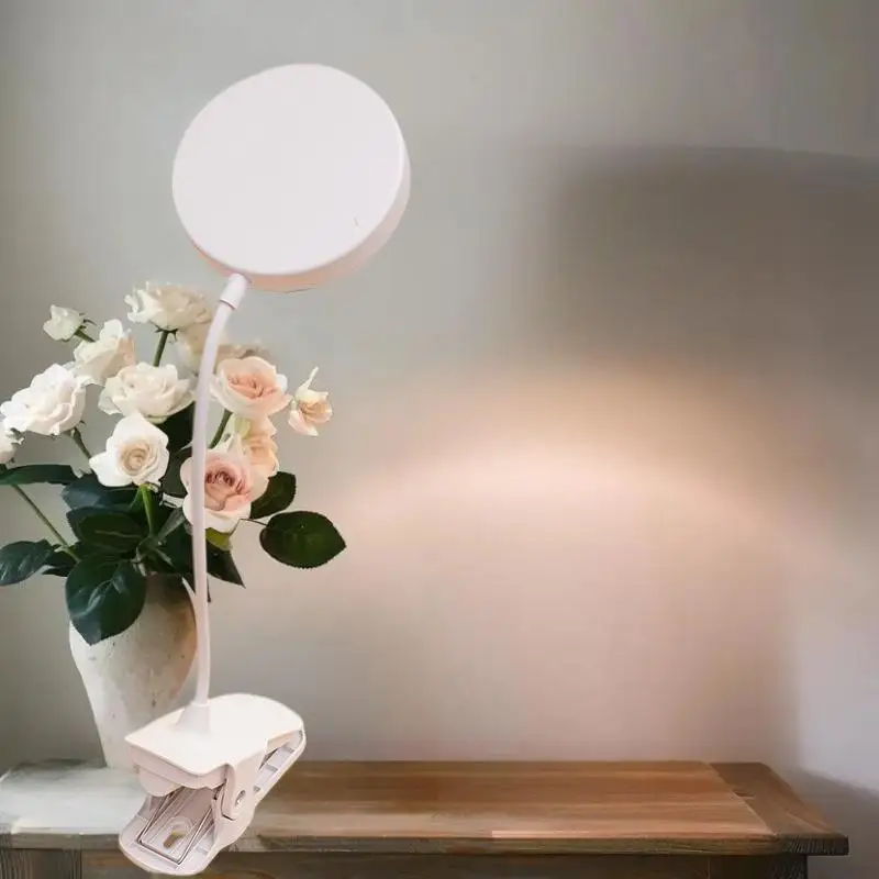 Led Table Lamp USB Rechargeable Night Light With Folding Clamp 3 Modes Dimming Eye Protection Light