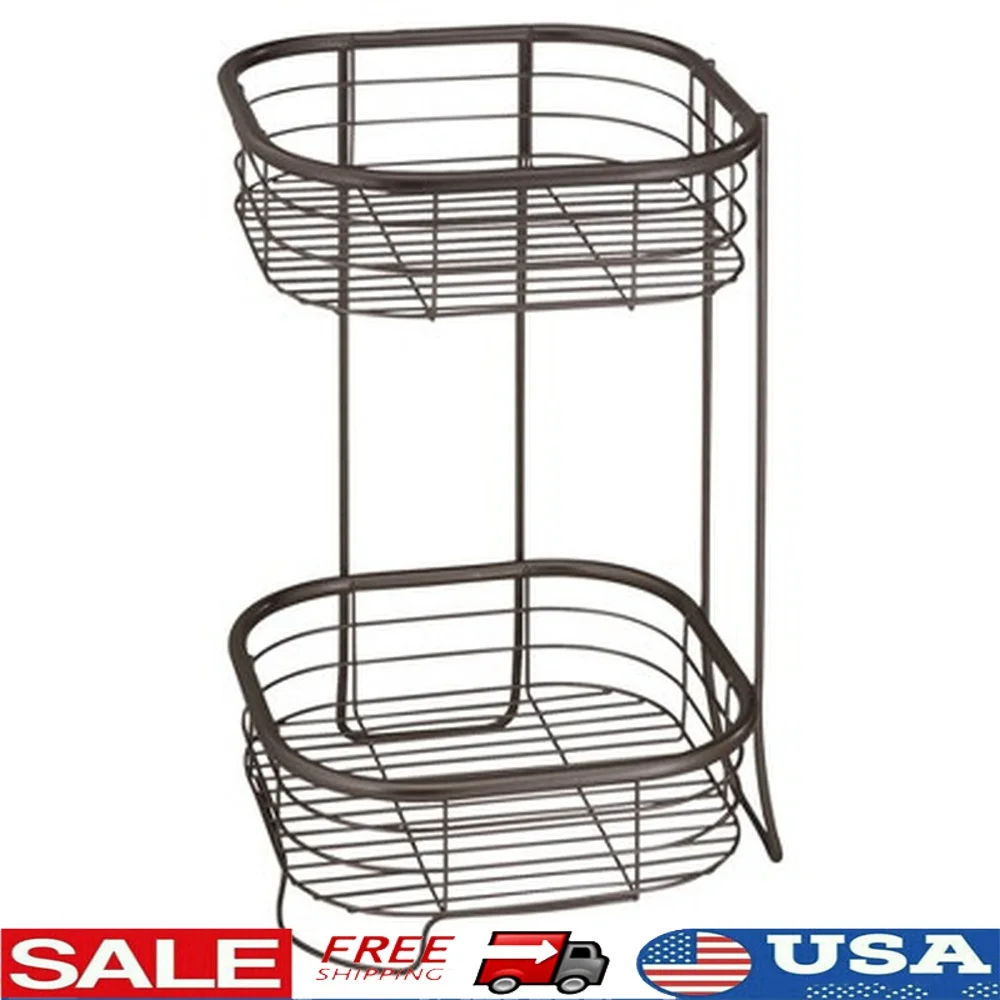 

Freestanding 2-Tier Corner Shelf Organizer Bathroom Shower Storage Rust-Resistant Steel Wire Shelves Personal Care Items