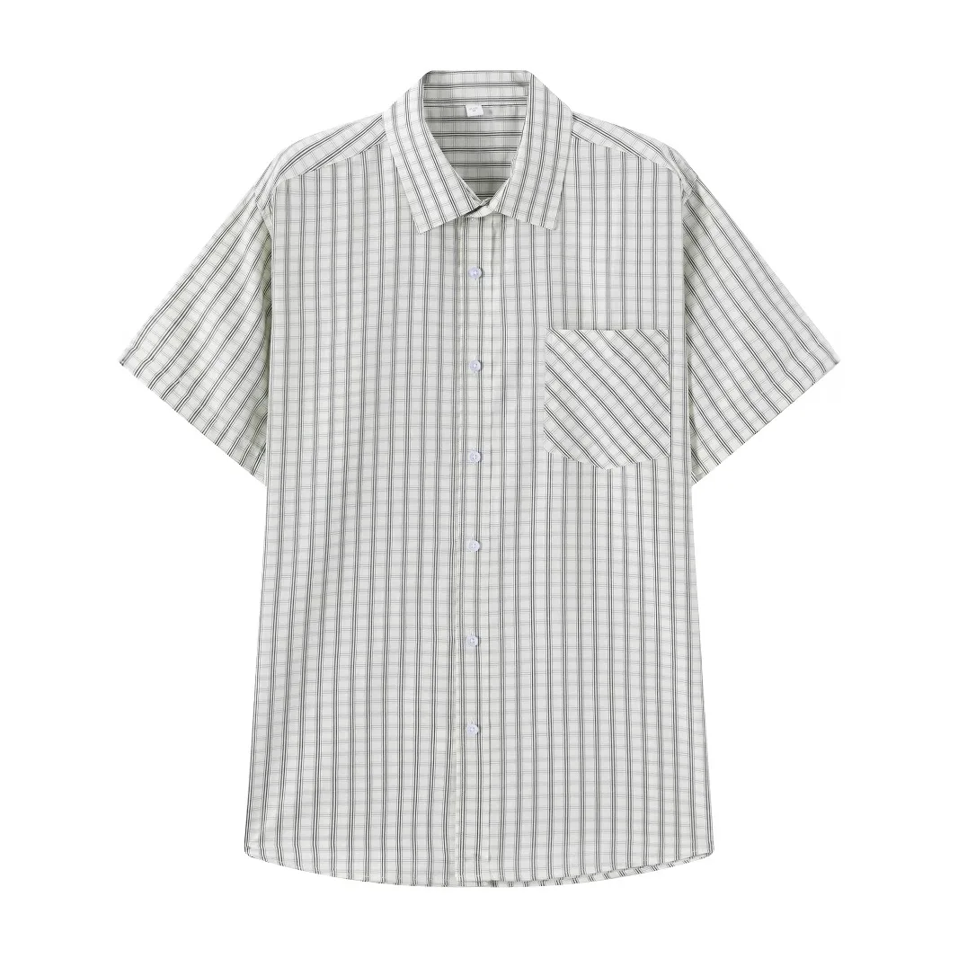 Camicia a maniche corte quotidiana da esterno con risvolto monopetto scozzese da uomo estivo