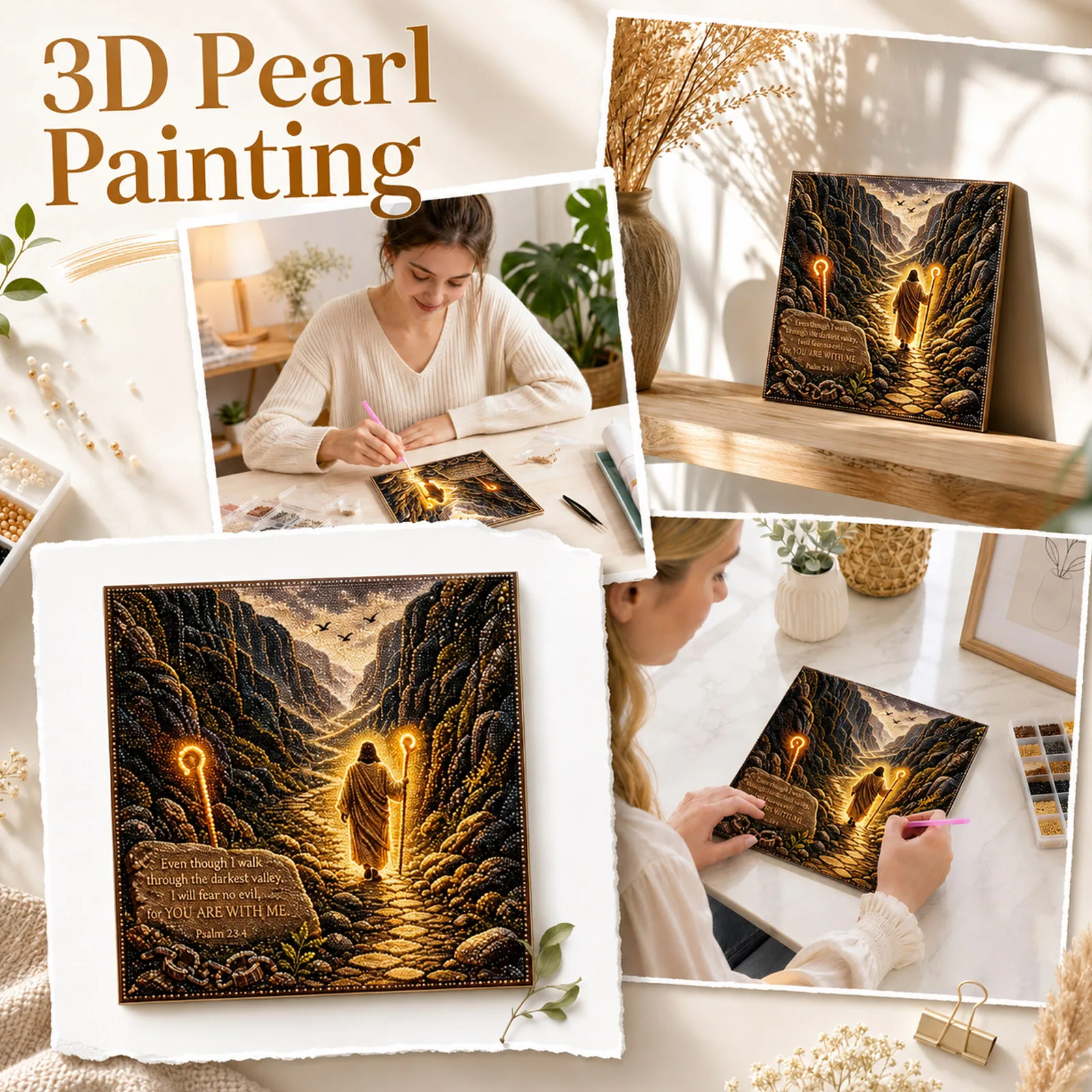 Christmas Pearl Garden of Faith Art Beads Kit – DIY Set for Adults and Kids, Handmade Beaded Art Ornaments