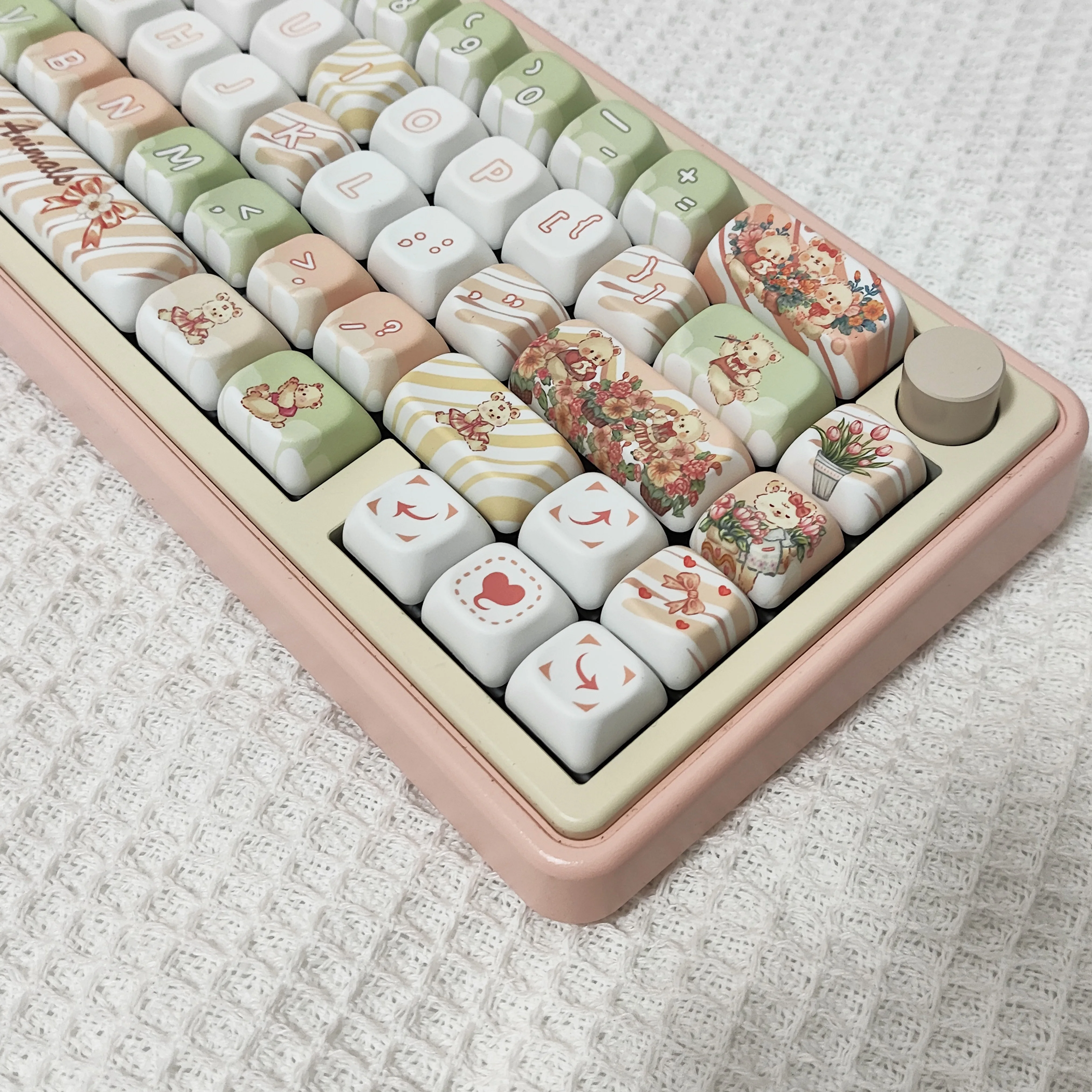 Music Bear Keycap PBT Five-Sided Sublimation EOA Profile Summer Small Fresh Original Cute Keycaps Flower Bow Keyboard Key Caps