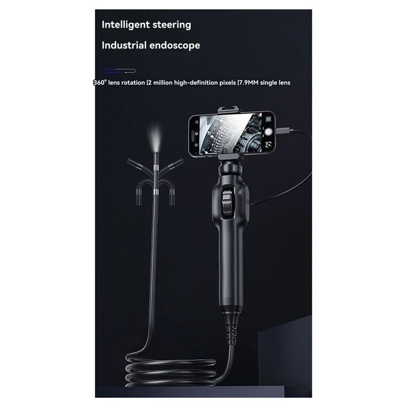 ABGI-2MP Industrial Borescope Camera Mini Type For Cars Inspection, 360 Degree Rotation With 8 LED Endoscope For Smartphone