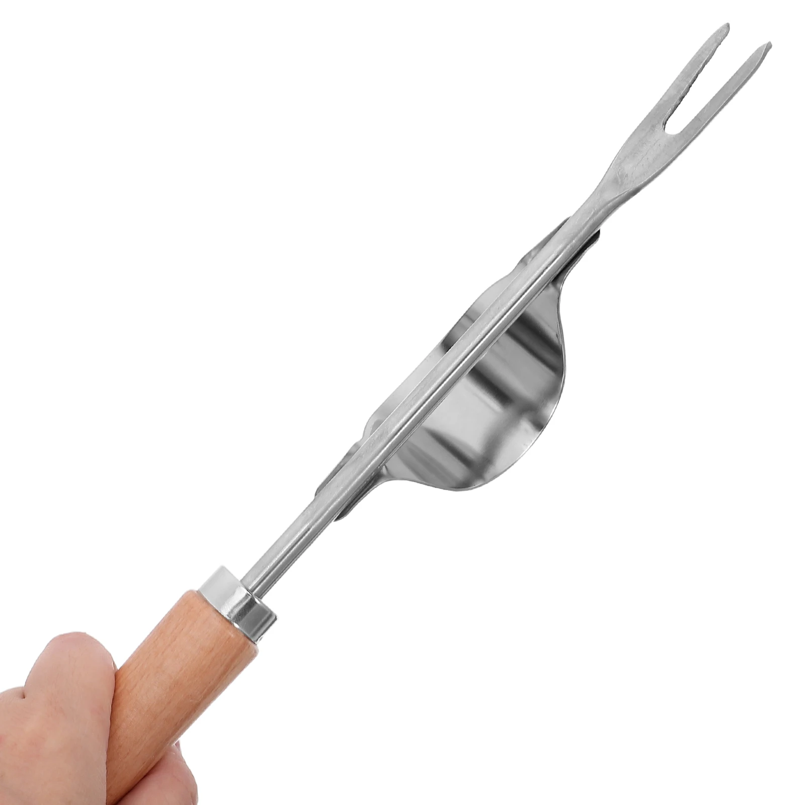 

Manual Weeding Fork Stainless Steel Portable Weeder Ergonomic Wooden Handle Garden Tool for Dandelions Thistles Roots