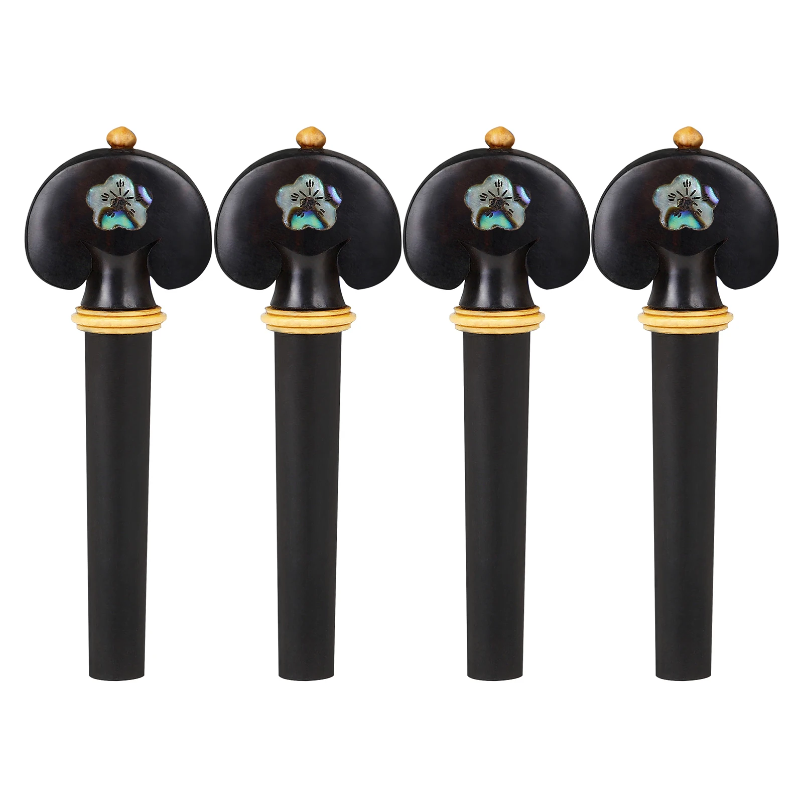 4pcs Violin Tuning Pegs Carved Ebony Abalone Shell Violin Tuning Pegs Tuners Knobs Open Hole String Instrument Accessories