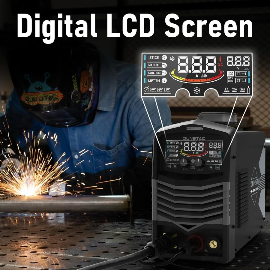 4 in 1 MIG Welding Machine with IGBT Inverter Synergic Control for Industrial and Automotive Repair Applications Digital Screen