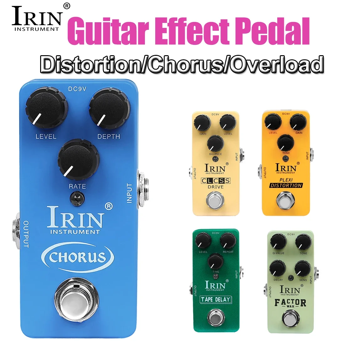 

IRIN устройство для гитарных эффектов, устройство для искажения/перегрузки/конусных эффектов, педаль, металлическая + печатная плата, цельнометаллический корпус, детали гитары