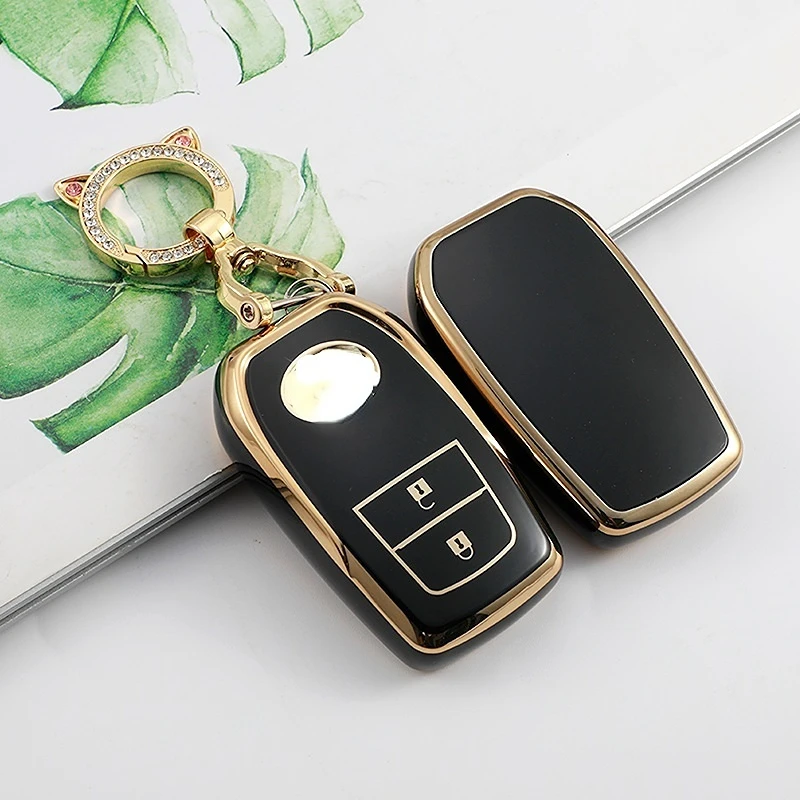 2 Buttons Fashion TPU Rubber Car Key Case Cover for Toyota Hilux Innova Rav4 Fortuner Yaris 2021-2023 Key Case Accessories