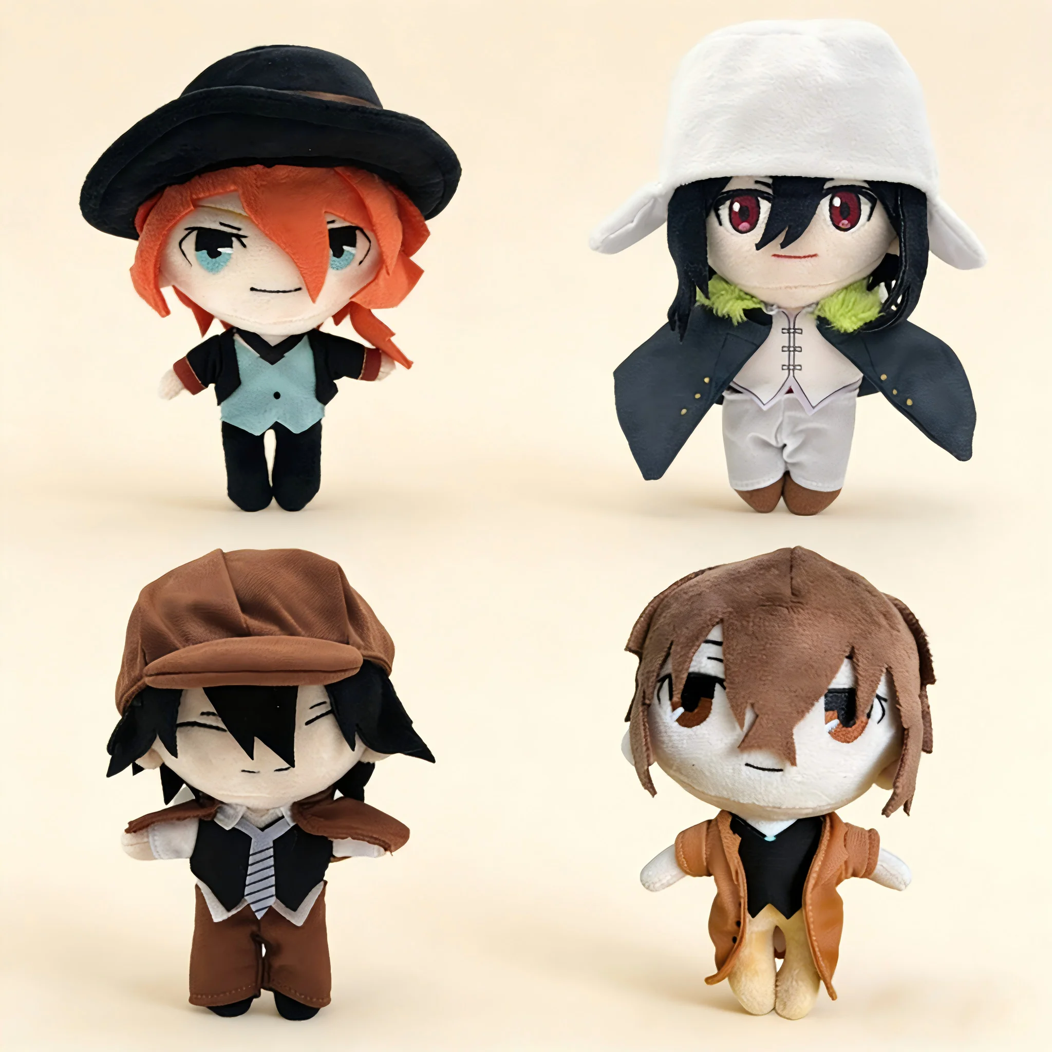 

Набор плюшевых кукол по аниме Bungo Stray Dogs, 20 см: Чуя Накахара, Осаму Дазай, Фьёдор Достоевский, Ранпо Эдогава. Мягкие игрушки, подарок, декор.