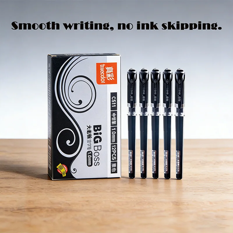 

Гелевые ручки Truecolor C511, черные, 1 мм, 12 шт., плавное письмо, без пропусков, необходимые для офиса