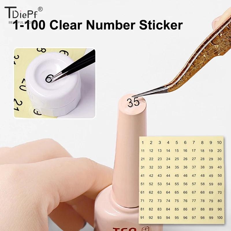 10Sheets 1-100 Clear Number Sticker Label For Nail Polish Color Gel Varnish Marking Numbering Digital Label Manicure Tool