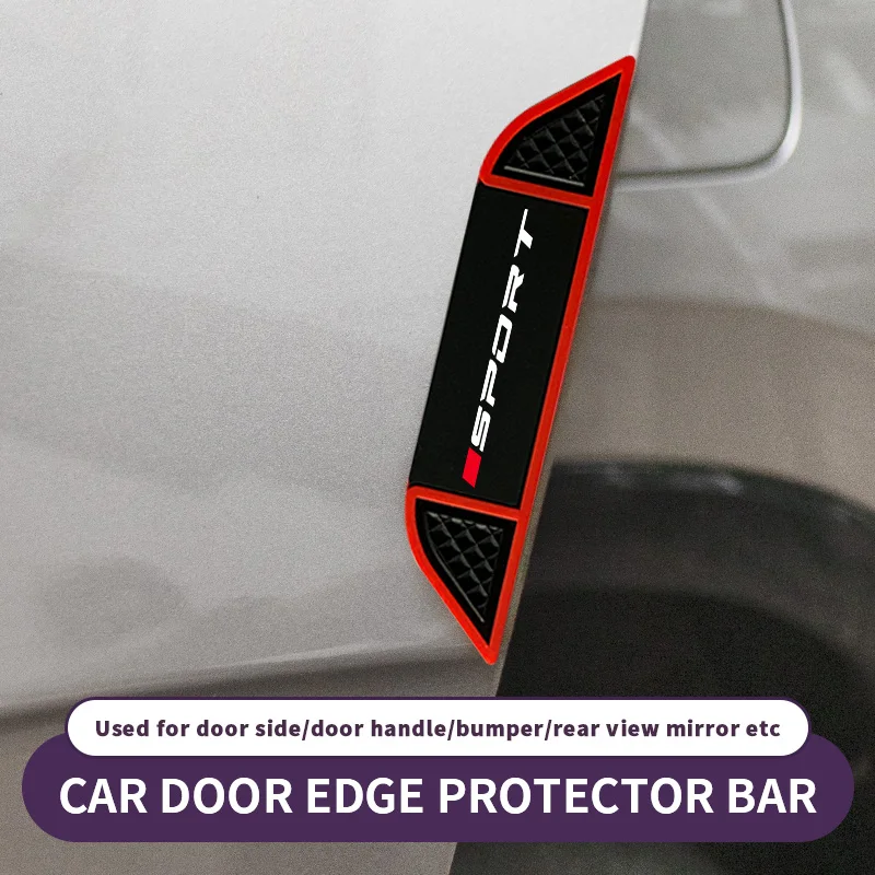 4-piece set of door anti-collision strips SPORT single red car scratch resistant car sticker with red border