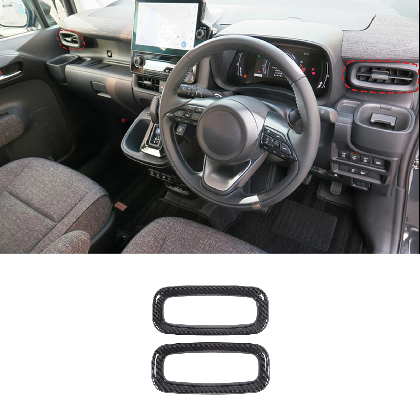 

For Toyota Sienta 10 Series 2022-2023 ABS Central Control Side Air Outlet Frame Cover Trim Sticker Car Accessories