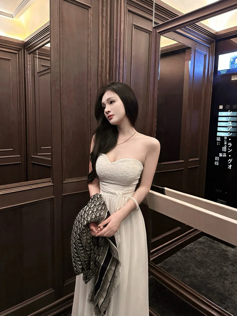 

Длинная юбка Ele Pearl Lace из мягкого шифона с завышенной талией и бретельками для женщин, подходит для различных случаев.