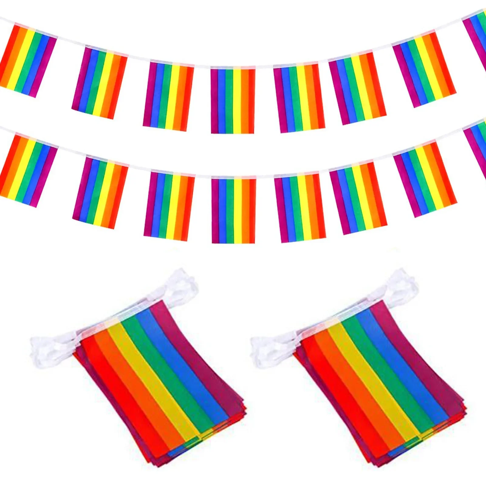 

Rainbow Flag Banners 2pcs Decoration Festival Party Celebration Indoor/Outdoor Polyester Pride Banner String Flag