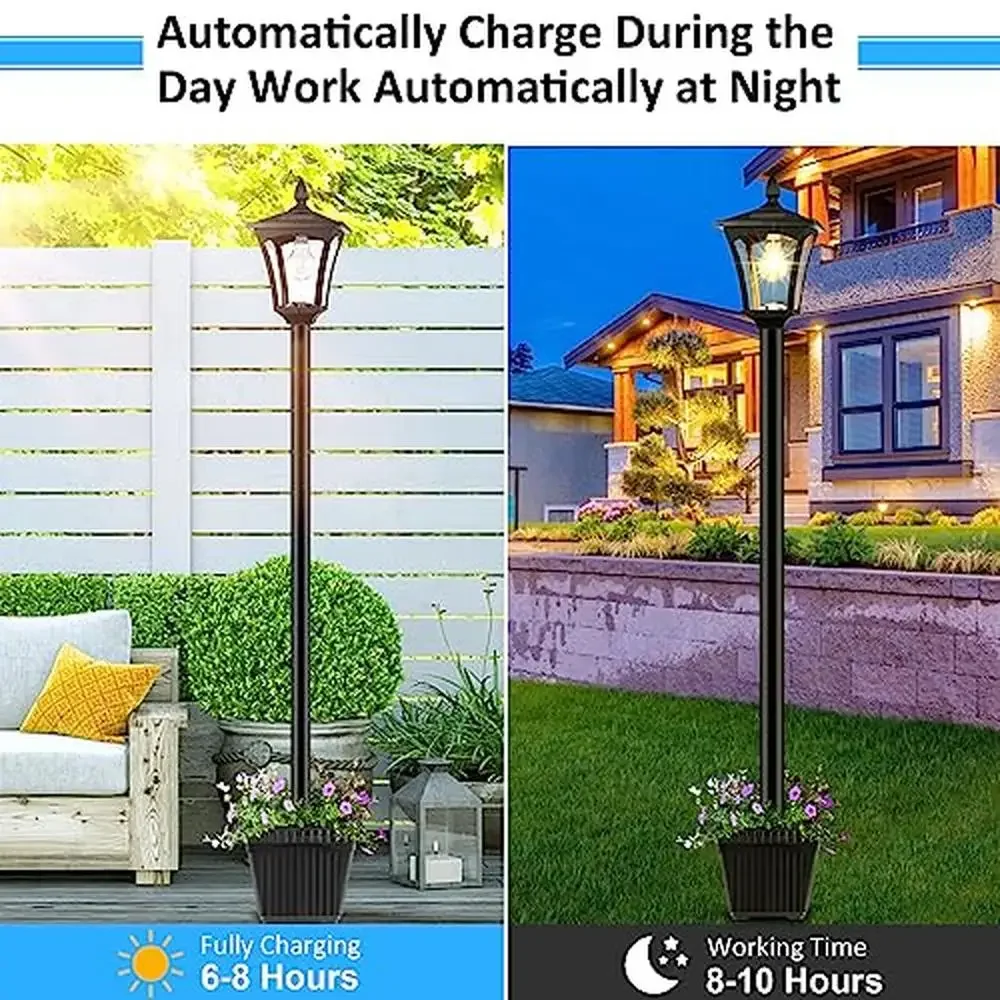 Solar Outdoor Lamp Planter with High-efficiency Panels Eco-friendly Street Light Decoration Garden Yard Pathway