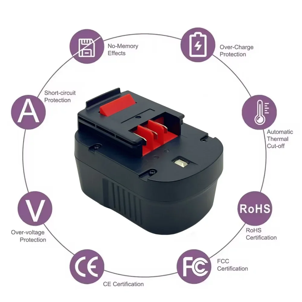 Per Black & Decker 12V 4000/5000/6000mAh Ni-MH Utensili da trapano Batteria A12 A12EX FSB12 FS120B A1712 HP HP12 Batteria ricaricabile