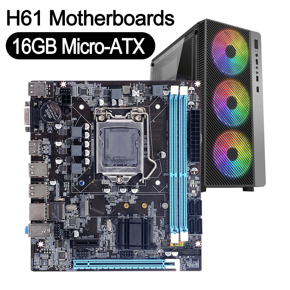 H61 Motherboards LGA 1155 DDR3 Memory 16GB M-ATX Desktop Mainbord For LGA1155 Socket Core i3 i5 i7 CPU HD VGA Main Board