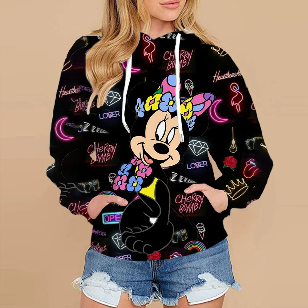 

Disney 3D Mickey Mouse Printed Hoodie Women Hoodie Street Women Fashion Sportswear Gothic Y2k Girls Drawstring Tracksuit