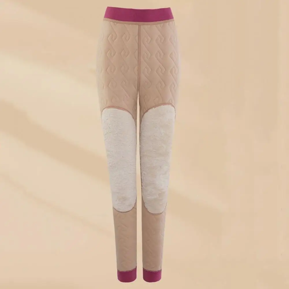 Legging Bulu Tebal Legging Termal Musim Dingin Nyaman dengan Lapisan Beludru Pinggang Tinggi untuk Wanita Celana Bulu Slim Fit Hangat