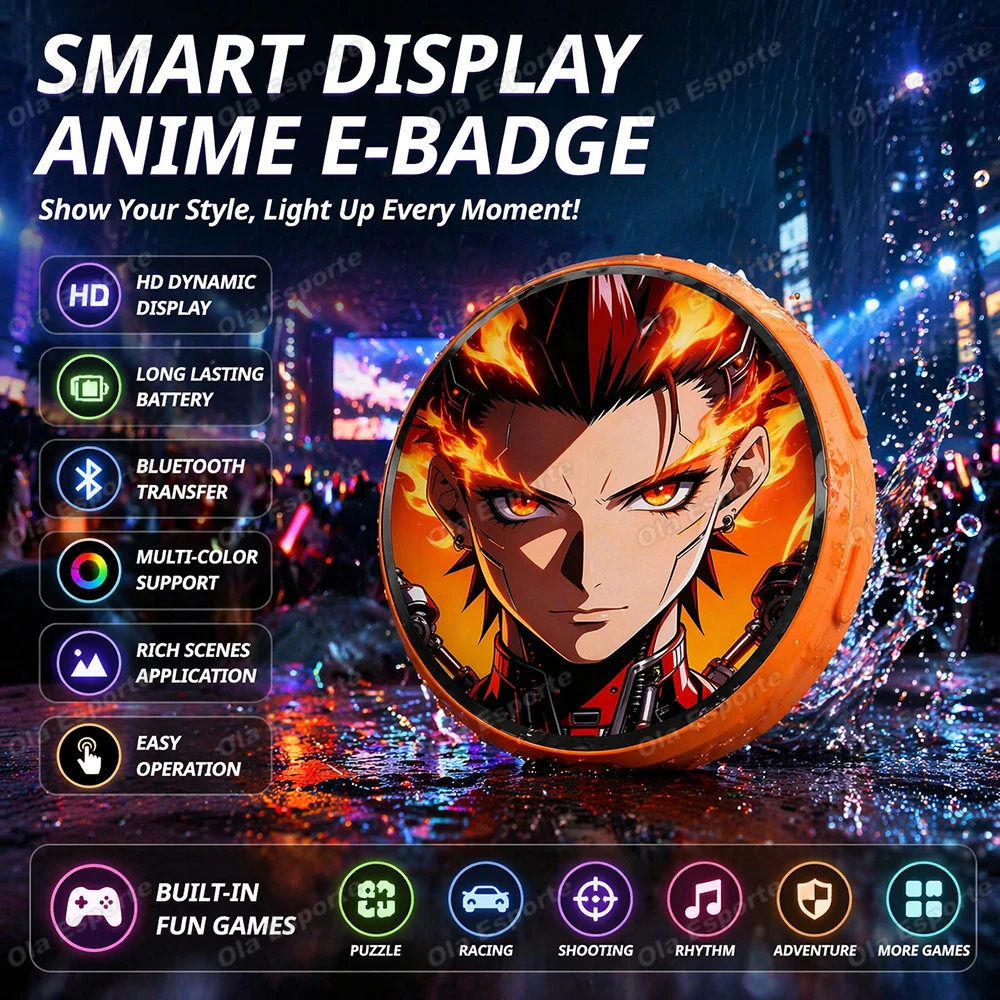 Dynamic Electronic Badge Display Pin 1.5 In Touch Screen Anime E-Badge For Game Peripherals Excellent Fans Friends Birthday Gift