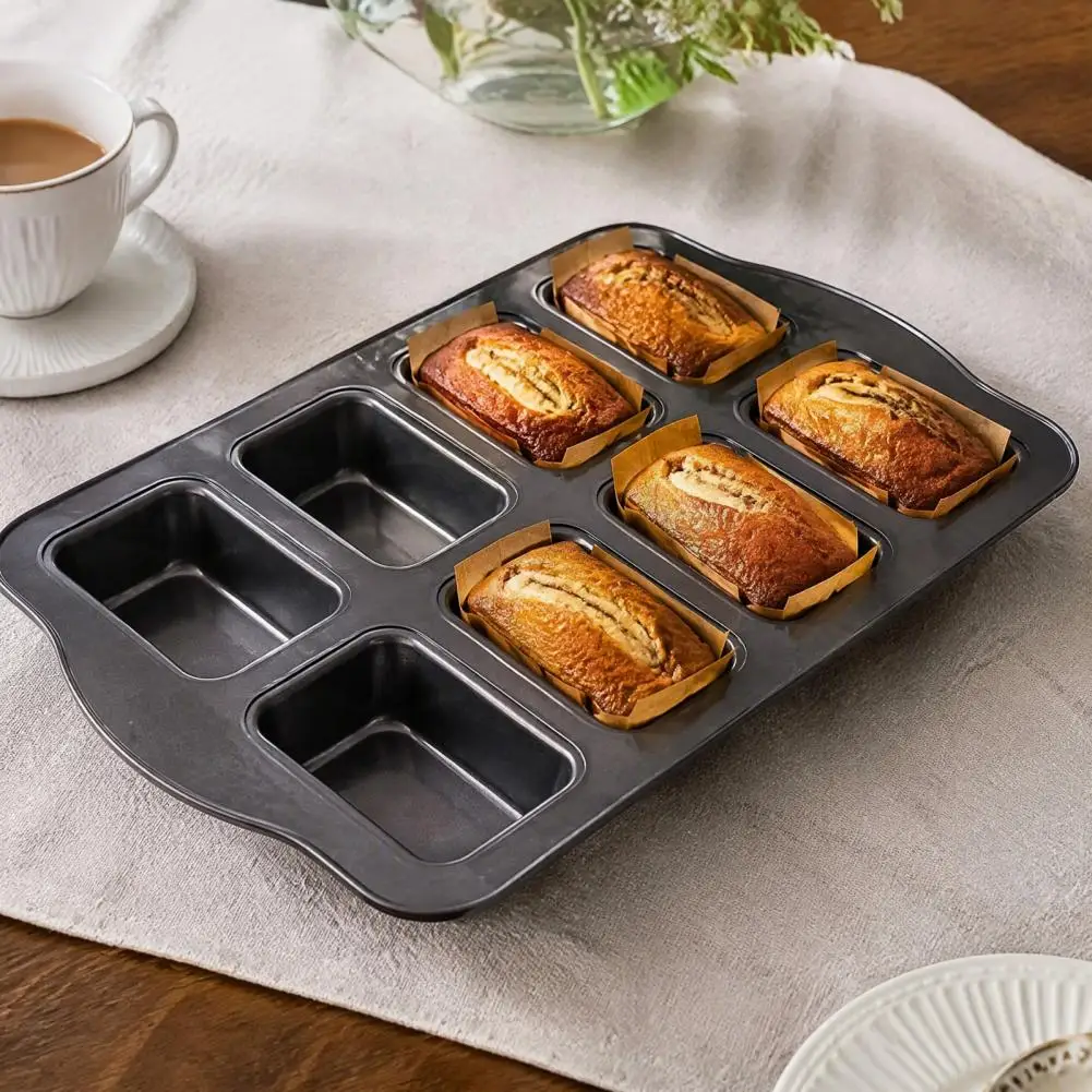 8-Cavity Mini Loaf Baking Pan Set with 200Pcs Parchment Liners Nonstick Bakeware Rectangle Bread Pan Heavy Duty Banana Bread Pan
