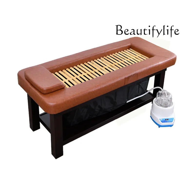 Solid Wood Bamboo Allegro Chinese Medicine Steaming Bed Can Be Added with Fumigation Cover Whole Body Steaming Bed Integration