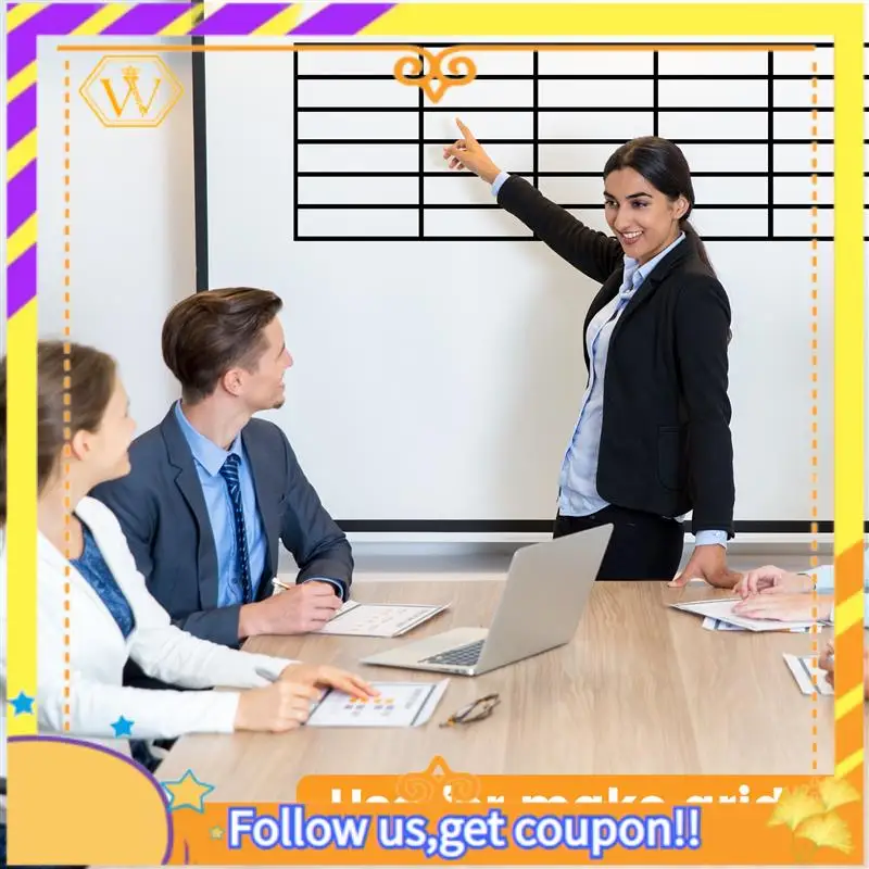 最新-16個ホワイトボードグラフィックチャートテープ、ドライイレースボードアートテープ、薄い黒グリッドグラフィックテープ、3mm幅、光沢のある黒