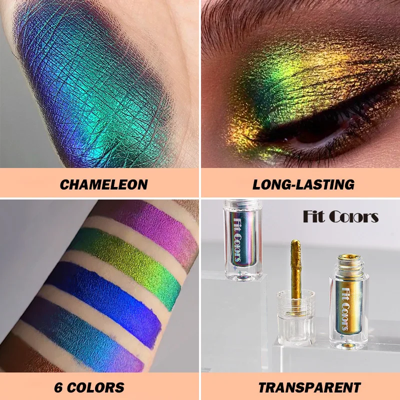 Chameleon Liquid Eyeshadow Glitter Film Forming Fast Drying Eyeshadow Color Changing High Pigmented Polarized Eye Makeup Tool