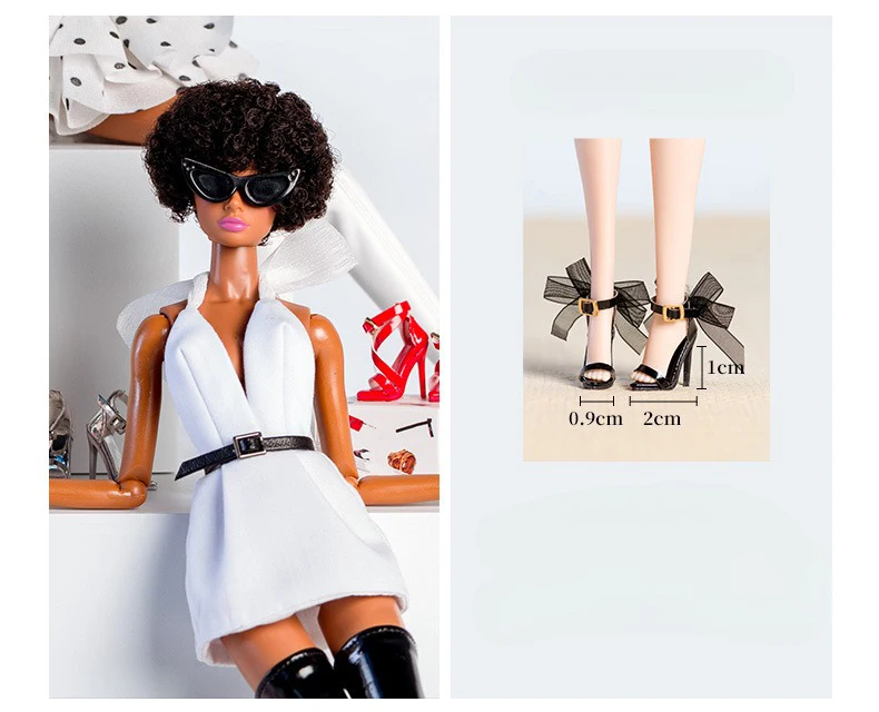 1/6 Supermodel-Puppe, High Heels, modisch, exquisit, mehrfarbig, handgefertigte Stiefel, tägliche Anziehschuhe, 32 cm Puppenzubehör – Detail 2