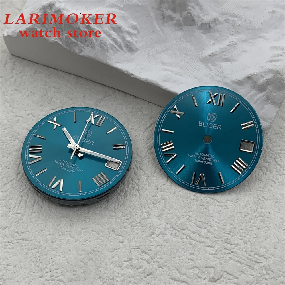 BLIGER 29mm blue Sun dial, Roman numeral dial for NH35 NH36 movement watch modification accessories