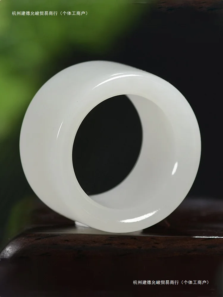 Hotan White Sheep Fat Jade , Vintage Men'S Thumb Ring view 3