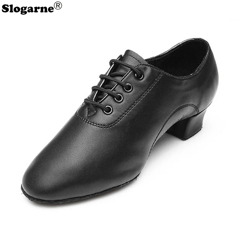 Zapatos latinos para hombre y niño, calzado de baile de salón, Tango, Jazz, espectáculo de rendimiento, suela de cuero suave, zapatos cuadrados modernos