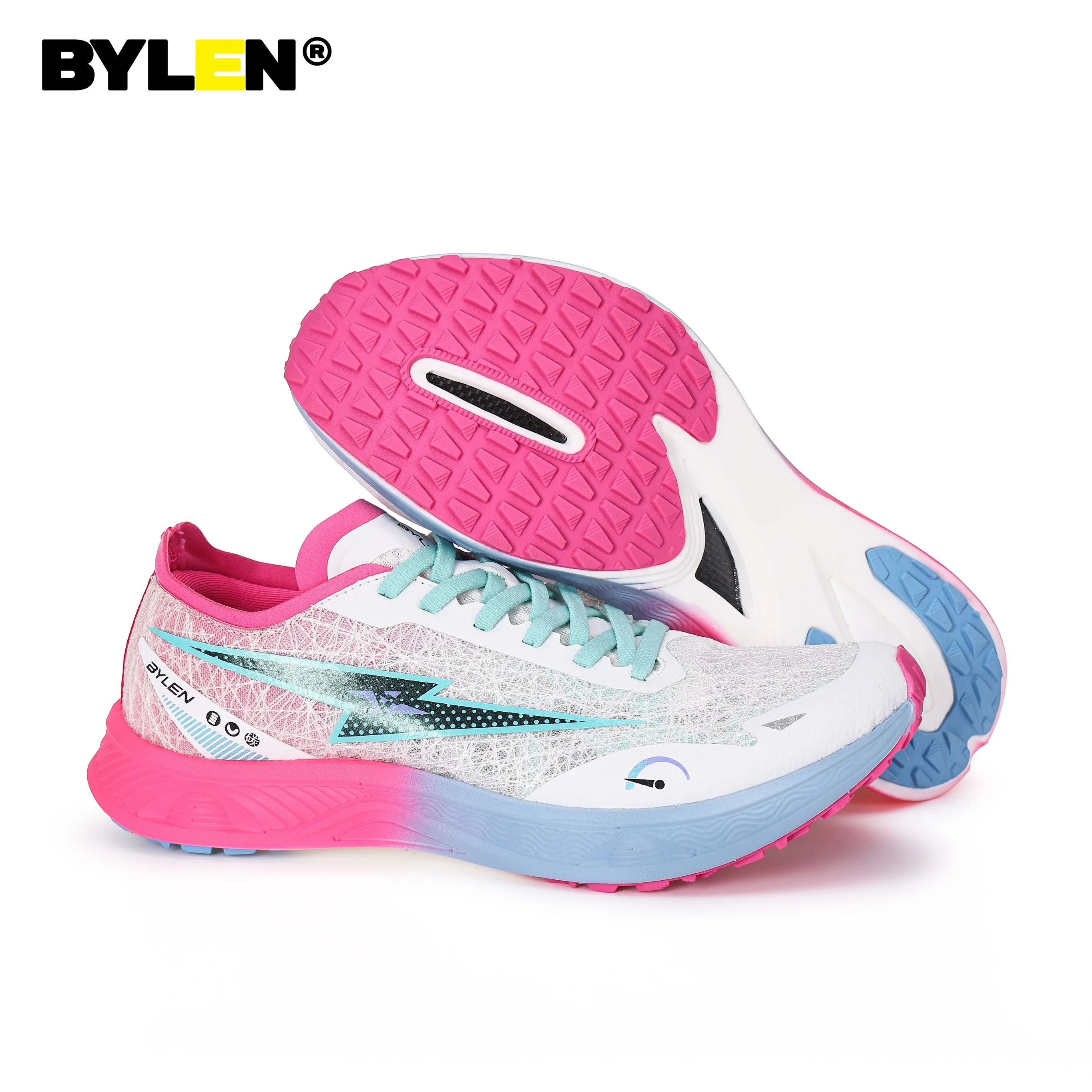 

BYLEN 2025 Full Palm Carbon Plate Track Field Sprint Spikes Sneaker Professional High Springback Dash Race Training Sport Shoes