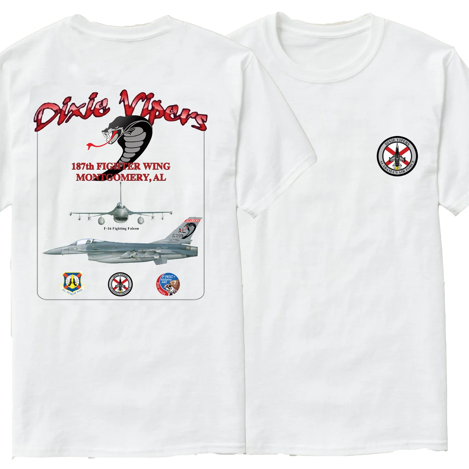 Dixie Vipers 187th Fighter Wing F-16 Fighting Falcon T-Shirt New Short Sleeve Casual 100% Cotton O-Neck Summer Mens T-shirt