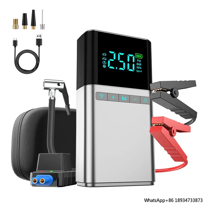 12000mAh Jump Starter 1500A Peak Current Air Compressor Power Power Bank Tire Inflator