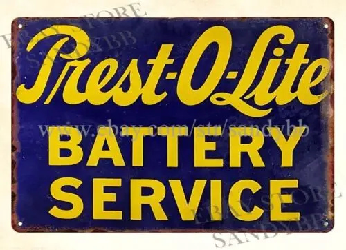 prest o lite battery service metal tin sign collective garage shop wall art